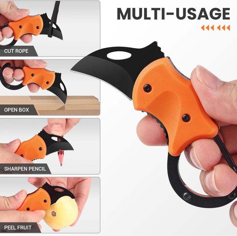 FUNBRO Small Pocket Knife for Men, Cool Folding Knife Box Cutter with 1.34inch Sharp Blade, Mini EDC Knives for Everyday Carry, Great Gift for Men (Orange) - Image 4